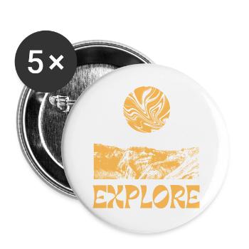 Entdecken Sie die Mountains Sun - Buttons groß 56 mm (5er Pack) - Weiß - Vorne