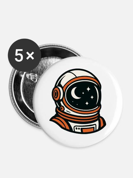 Astronaut am Nachthimmel - Buttons groß 56 mm (5er Pack) - Weiß