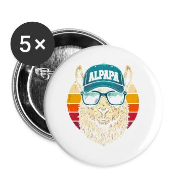 Casquette rétro de lunettes de soleil en alpaga - Lot de 5 grands badges (56 mm) - blanc - Devant
