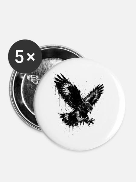 Adler splatter - Buttons groß 56 mm (5er Pack) - Weiß