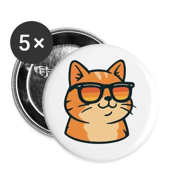 Cat in retro sunglasses - Buttons large 2.2''/56 mm (5-pack) - white - Front