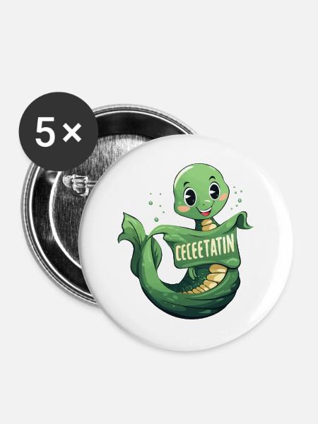 Celetatin Schildkröte Cartoon - Buttons groß 56 mm (5er Pack) - Weiß