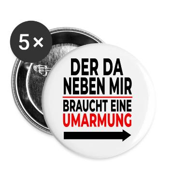 Umarmung: Rote Linie Schriftdesign - Buttons groß 56 mm (5er Pack) - Weiß - Vorne