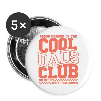 Cadeau de papa pour la fête des pères - Club des papas cool - Lot de 5 grands badges (56 mm) - blanc - Devant