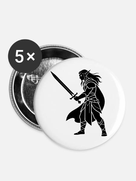 Dunkler Elf - Buttons groß 56 mm (5er Pack) - Weiß