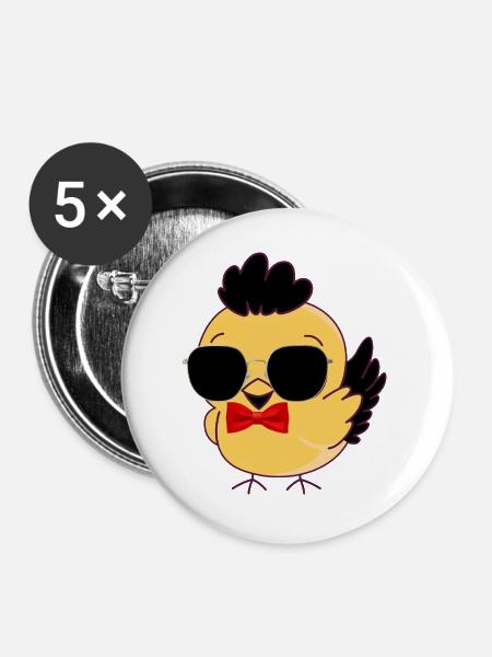 Schicke Chick-Sonnenbrille - Buttons groß 56 mm (5er Pack) - Weiß