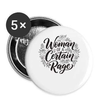 Woman Rage Feminism Statement Black - Buttons large 2.2''/56 mm (5-pack) - white - Front
