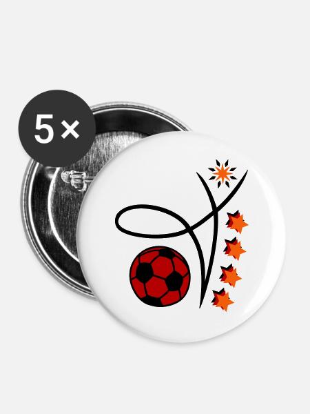 Fußball Event - Buttons groß 56 mm (5er Pack) - Weiß