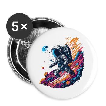 Kosmischer Astronaut - Buttons groß 56 mm (5er Pack) - Weiß - Vorne