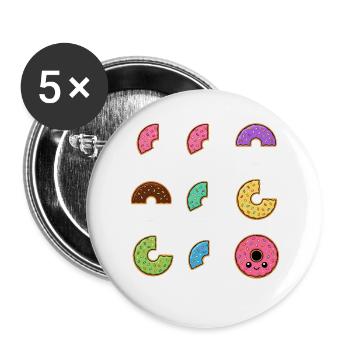 Donut Brüche Mathe Lernen mit Humor - Buttons groß 56 mm (5er Pack) - Weiß - Vorne
