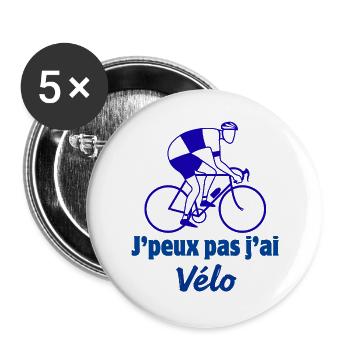 cyclisme - Lot de 5 grands badges (56 mm) - blanc - Devant