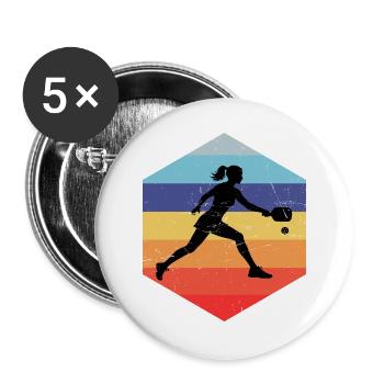 Pickleball scene Geschenk für Pickleballsport Fans - Buttons groß 56 mm (5er Pack) - Weiß - Vorne