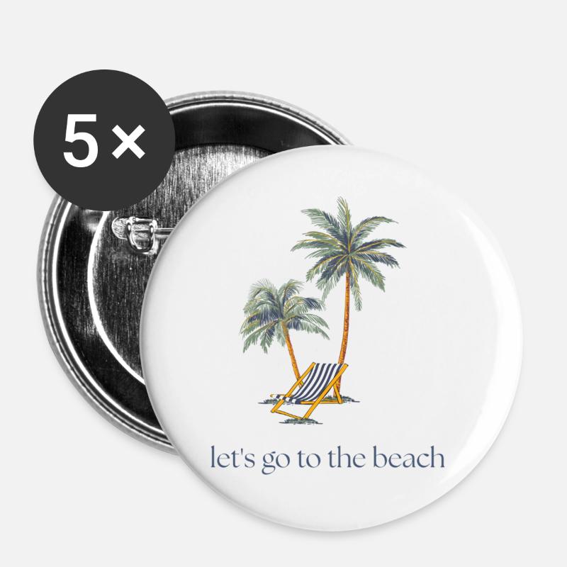 Let's go to the beach - Buttons groß 56 mm (5er Pack) - Weiß