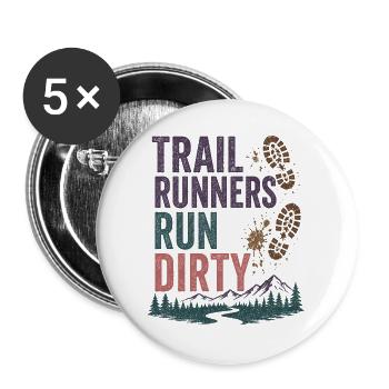Les coureurs de trail courent dans la salité - Lot de 5 grands badges (56 mm) - blanc - Devant