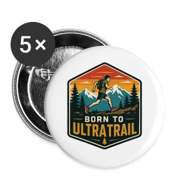 Né pour l’Ultra Trail - Lot de 5 grands badges (56 mm) - blanc - Devant