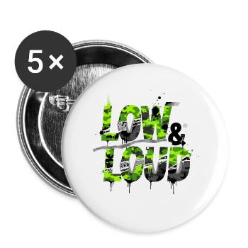 Autocollants de t-shirt bas et bruyant pour accorder la scène des fans - Lot de 5 grands badges (56 mm) - blanc - Devant