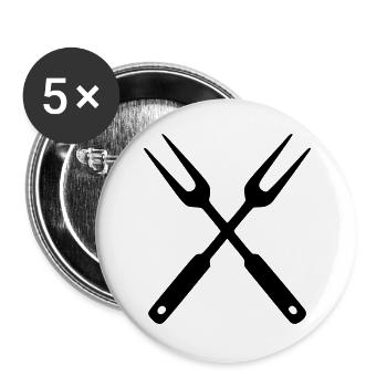 Grillbesteck BBQ Grillmeister Foodtruck Crew - Buttons groß 56 mm (5er Pack) - Weiß - Vorne