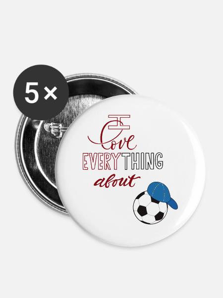 ich liebe Fußball - Buttons groß 56 mm (5er Pack) - Weiß