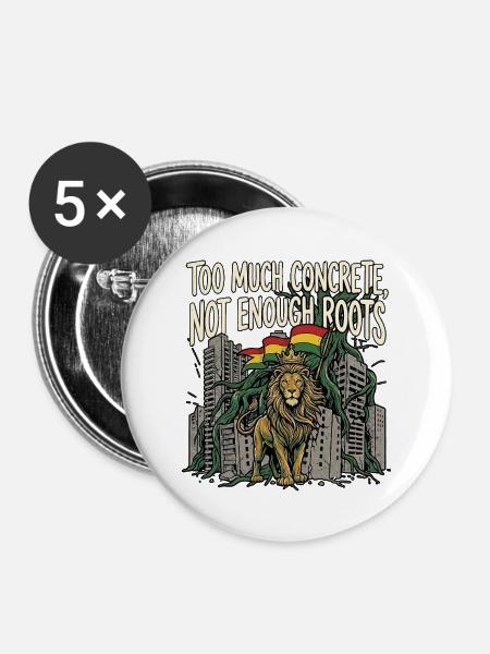 More Roots Lion - Buttons groß 56 mm (5er Pack) - Weiß