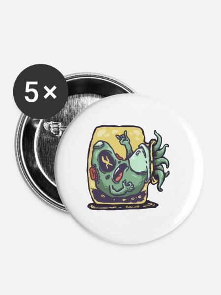 Alieno-Avocado im Toaster - Buttons groß 56 mm (5er Pack) - Weiß