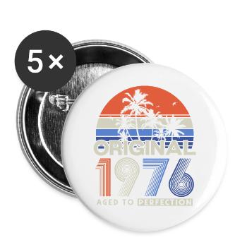 Original 1976 Vintage Retro Geburtstag Geschenk - Buttons groß 56 mm (5er Pack) - Weiß - Vorne