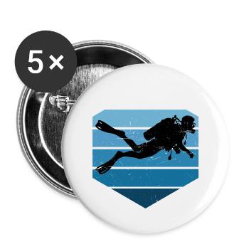 Idée cadeau de plongée sous-marine pour des aventures sous-marines - Lot de 5 grands badges (56 mm) - blanc - Devant