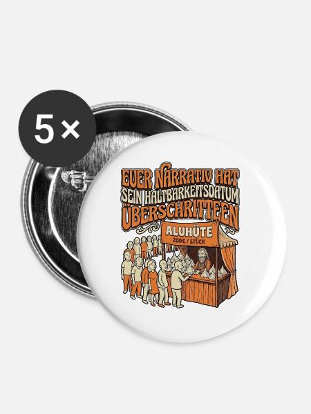 Narrativ Haltbarkeit - Buttons groß 56 mm (5er Pack) - Weiß