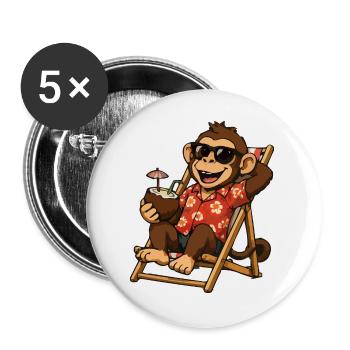 Monkey on the beach in Hawaiian look - Buttons large 2.2''/56 mm (5-pack) - white - Front