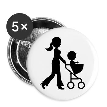 Mom stroller baby - Buttons large 2.2''/56 mm (5-pack) - white - Front