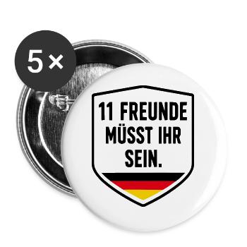 Deutschland Fußball Fan Teamgeist Elf Freunde - Buttons groß 56 mm (5er Pack) - Weiß - Vorne