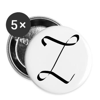 Lettre Z - Lot de 5 grands badges (56 mm) - blanc - Devant