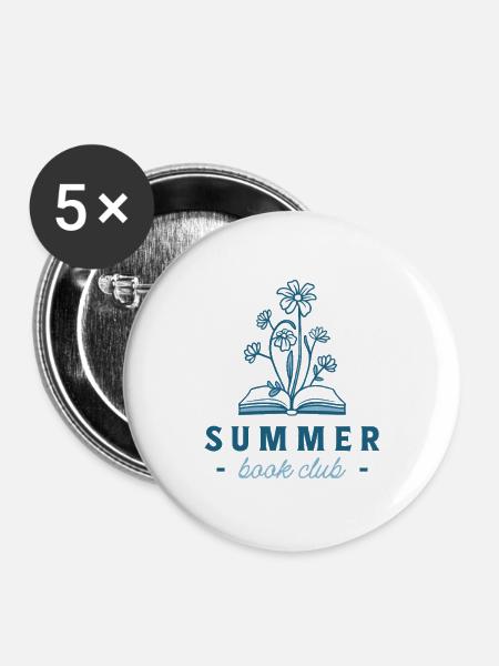 Sommer-Buchclub-Küstenästhetik - Buttons groß 56 mm (5er Pack) - Weiß