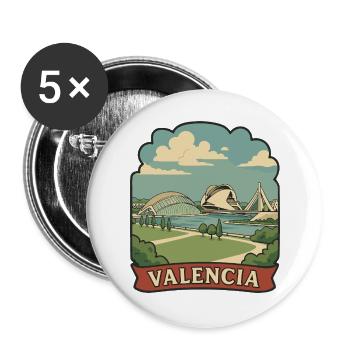 Valencia Arts and Sciences Retro Travel Sticker - Buttons large 2.2''/56 mm (5-pack) - white - Front