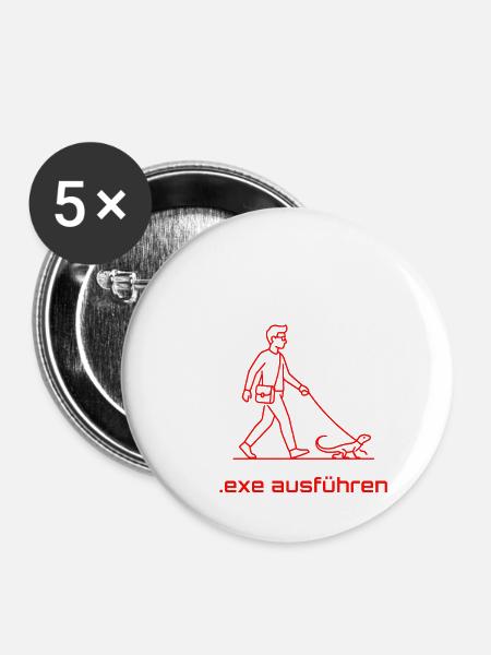 Exe ausführen Informatik Programming Geschenk - Buttons groß 56 mm (5er Pack) - Weiß