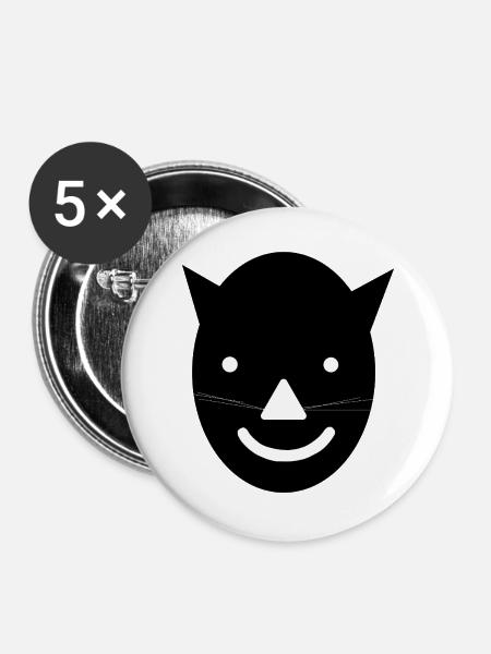 Katzengesicht-Silhouette - Buttons groß 56 mm (5er Pack) - Weiß