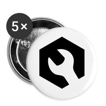 Mechanic Wrench Logo - Buttons large 2.2''/56 mm (5-pack) - white - Front
