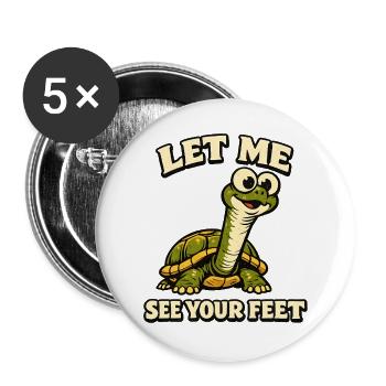 Turtle Foot Check Design - Buttons large 2.2''/56 mm (5-pack) - white - Front