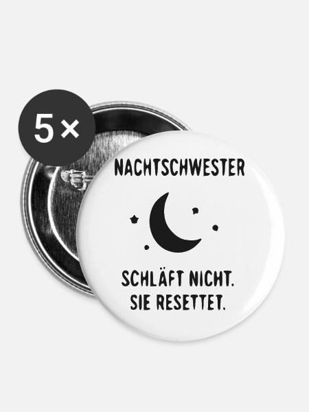 NachtSchwester: Rettet die Nacht - Buttons groß 56 mm (5er Pack) - Weiß