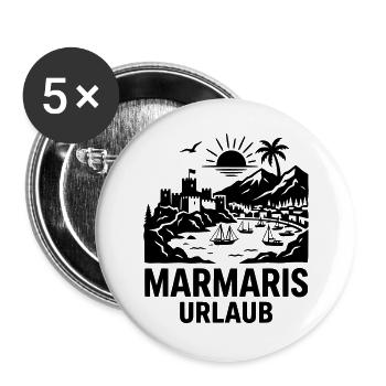Marmaris Urlaub Türkei - Buttons groß 56 mm (5er Pack) - Weiß - Vorne