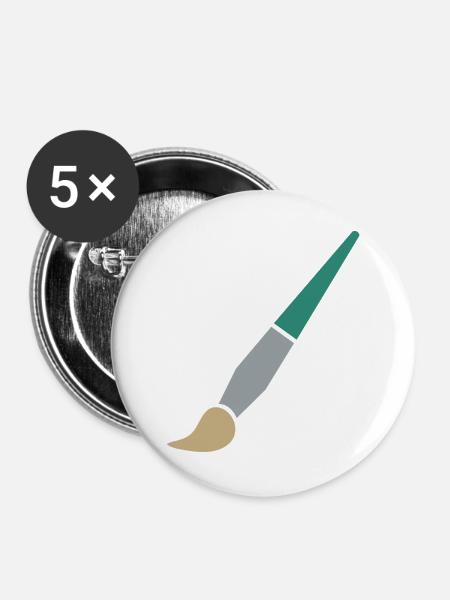 Pinsel - Buttons groß 56 mm (5er Pack) - Weiß