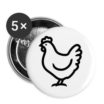 poulet - Lot de 5 grands badges (56 mm) - blanc - Devant