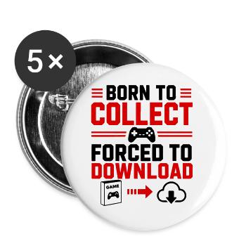 Geboren Zum Sammeln Gamer Geek gaming - Buttons groß 56 mm (5er Pack) - Weiß - Vorne