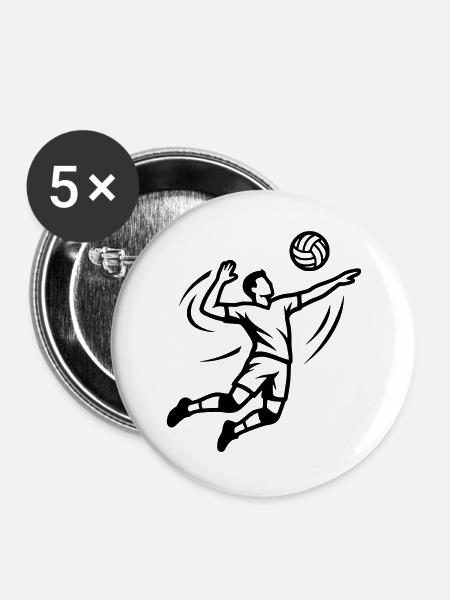 Volleyballspieler Schmetterball Volleyball Team - Buttons groß 56 mm (5er Pack) - Weiß