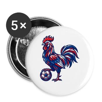 Design sportif tricolore pour hommes et enfants - Lot de 5 grands badges (56 mm) - blanc - Devant