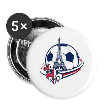 Cercle Tricolore Fans de football France - Lot de 5 grands badges (56 mm) - blanc - Devant