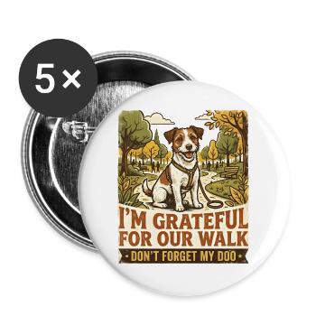 Terrier Jack Russel is grateful for a walk - Buttons groß 56 mm (5er Pack) - Weiß - Vorne
