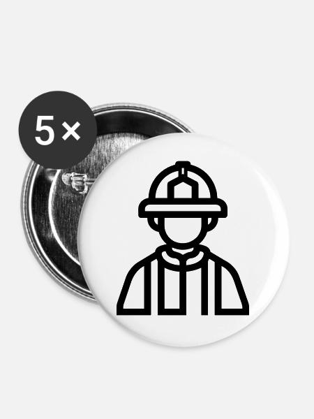 Feuerwehrmann - Buttons groß 56 mm (5er Pack) - Weiß