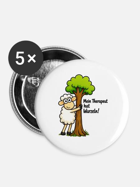 Wurzeltherapie Lamm - Buttons groß 56 mm (5er Pack) - Weiß