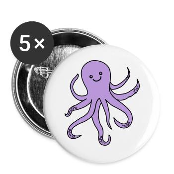 Charme de pieuvre violette - Lot de 5 grands badges (56 mm) - blanc - Devant