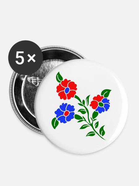 Blumenranke - Buttons groß 56 mm (5er Pack) - Weiß